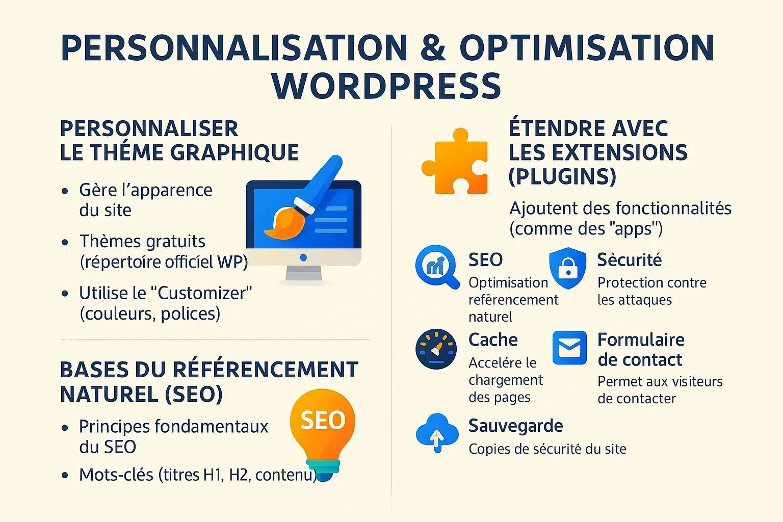 Illustration de personnalisation et optimisation WordPress