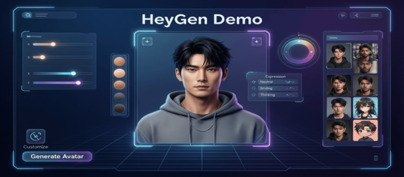 Démo avatar HeyGen avec interface de personnalisation meilleur outils ia