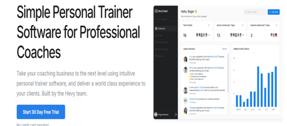 officiel Hevy Coach + capture d'écran dashboard]