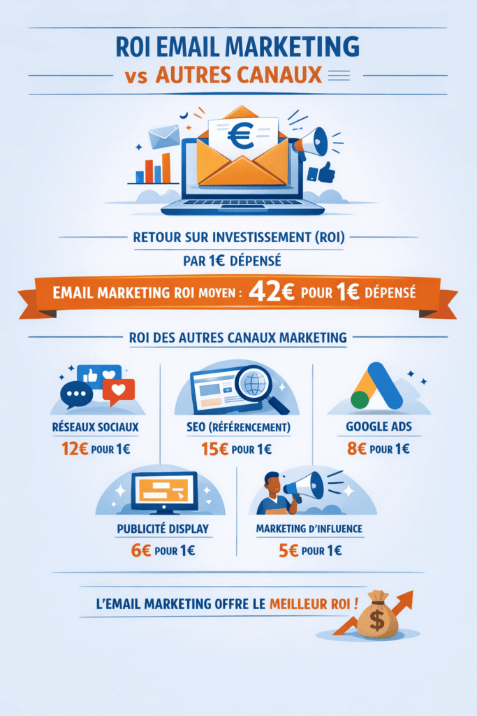 Infographie "ROI email marketing vs autres canaux