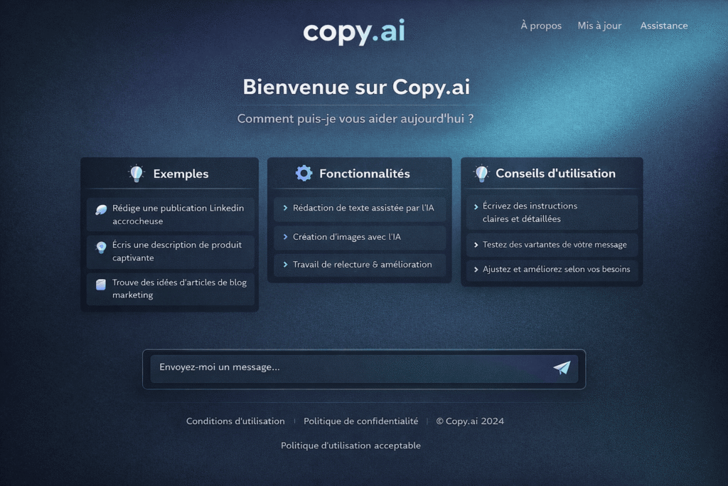 page d'accueil copy ai