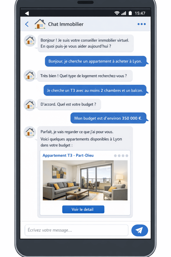 simulation d'une conversation avec un agent immobilier