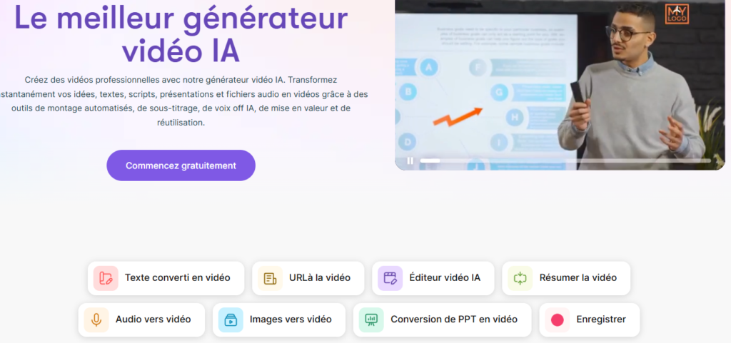 page principal de pictory ai